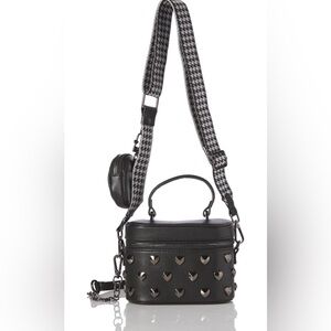 BETSEY JOHNSON XOHALEN Black Faux Leather Vanity Case Crossbody